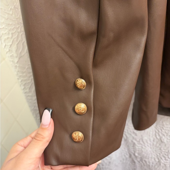 Rachel Zoe Dark Brown Blazer with Gold Buttons - Picture 4 of 4